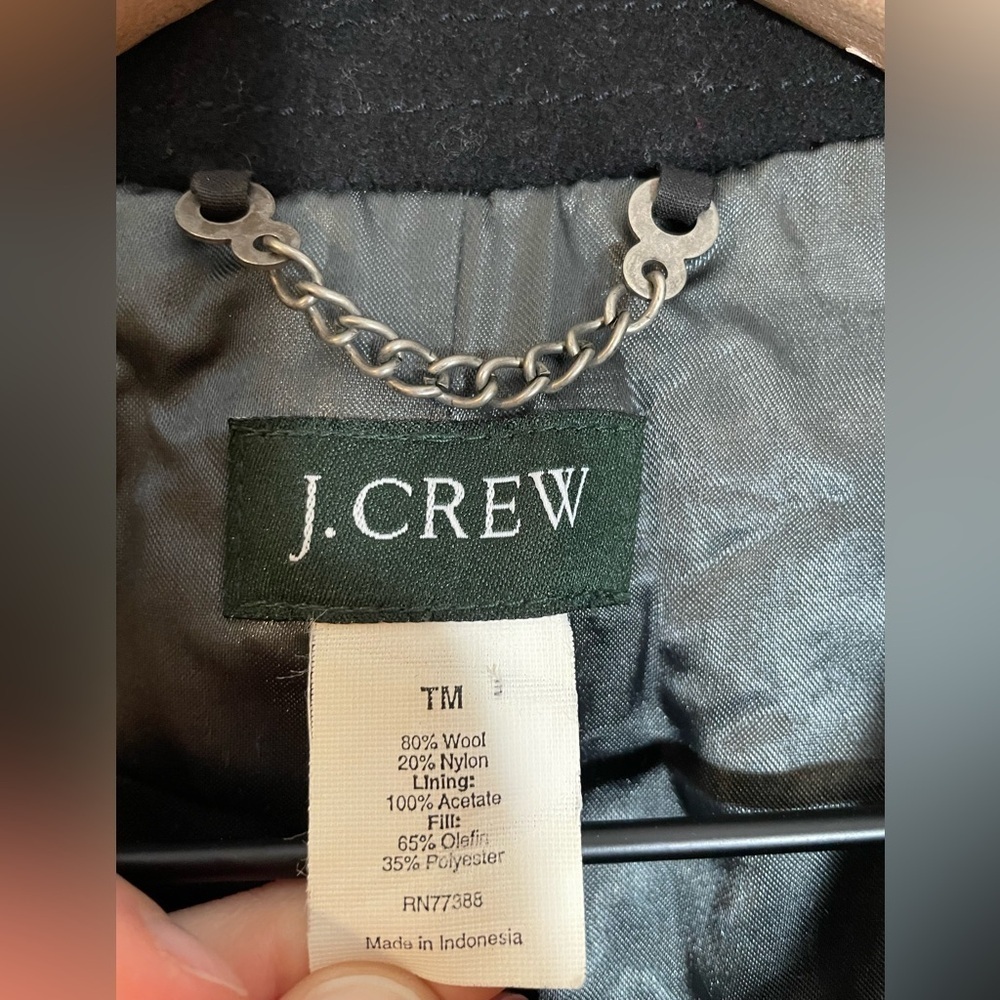 J Crew Women's Black Double Breasted Wool Pea Coat Size Medium Tall Style #66920 - Picture 3 of 9